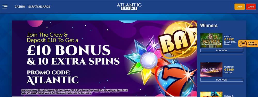 Atlantic Spins Casino Bonus Codes