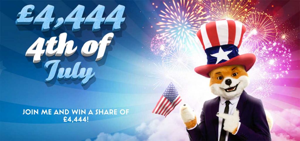 £4,444 jackpot to win at Foxy Bingo this 4th July