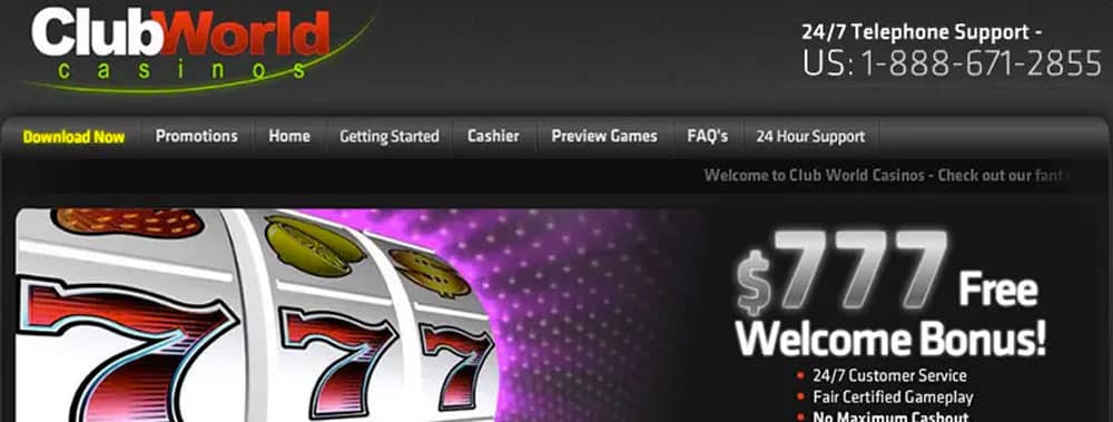 Collect your 70% Bonus with Club World Casinos