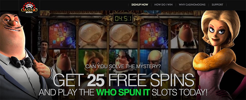 Get free 25 sign up spins with Casino Moons