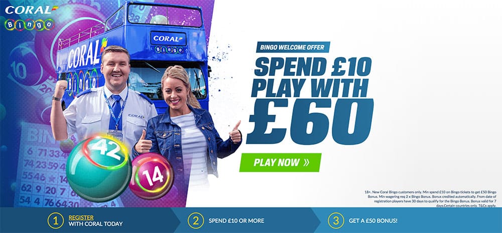 Coral Bingo Welcome Bonus of £50!